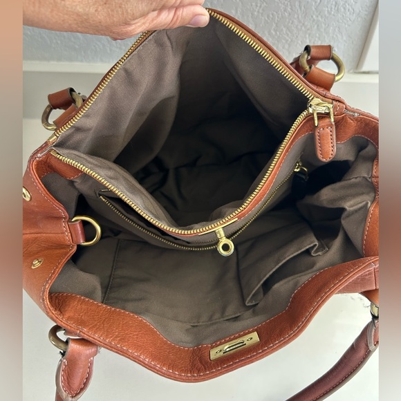 J. Crew Brompton Hobo Bag Cognac Brown Leather with Brass Hardware - Picture 15 of 16